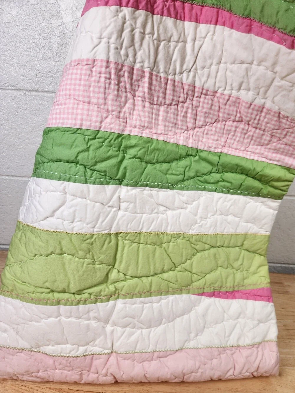 Pottery Barn Kids Bright Stripes Crib/ Toddler Quilt 50x36 NOS Pastel Colors